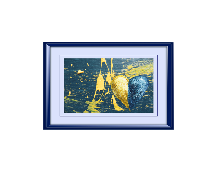 Golden Blue Heart Painting